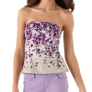 WHBM Purple Spring Flowers Cotton Sateen Bustier 4